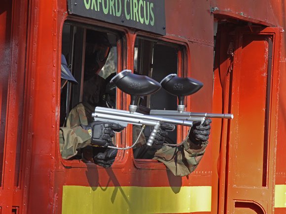 Defending the Delta Force Paintball Appin London Bus